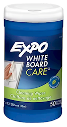 WHITEBOARD WIPES, EXPO, DRY ERASE, CARE, 5.5" X 10", WHITE, 50/CT LARGE